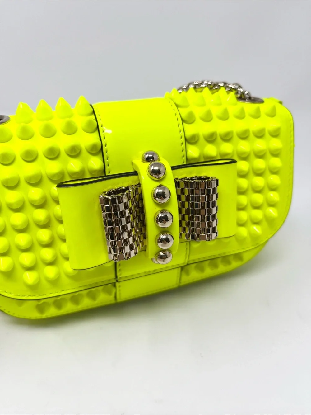Christian Louboutin Sweet Charity Yellow Studded Mini Crossbody Shoulder Bag
